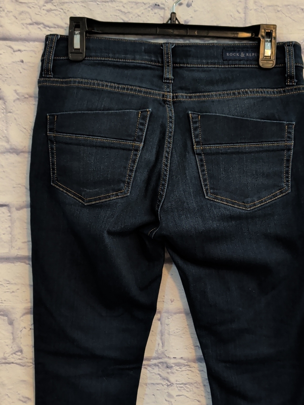 Rock & Republic Dark Indigo Skinny Jeans w/ Moto Zippers - Size 8 M - Picture 3 of 7
